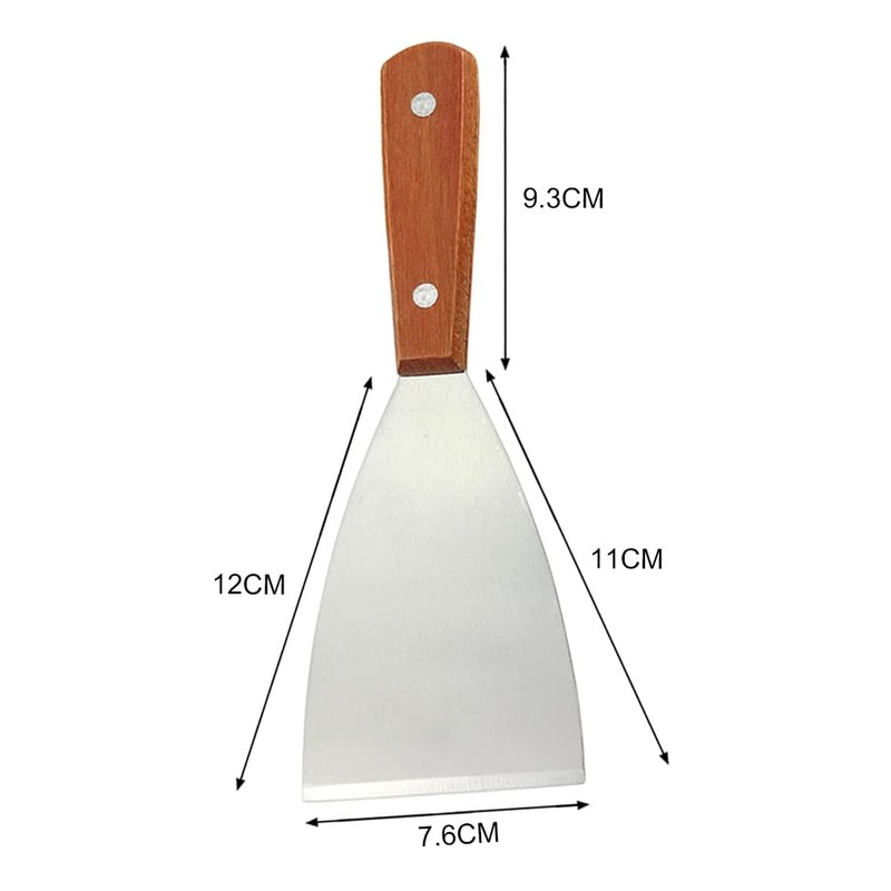 KNVIUE Stainless Steel Grill Griddle Scraper with Wooden Handle, Slant