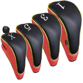 Andux 4Pcs/Set Gold Golf 460cc Driver Fairway Wood Club Head Covers Hook & Loop Red