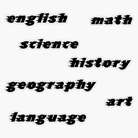 Black School Subject Folder Labels Bumper Sticker Vinyl Decal 5"