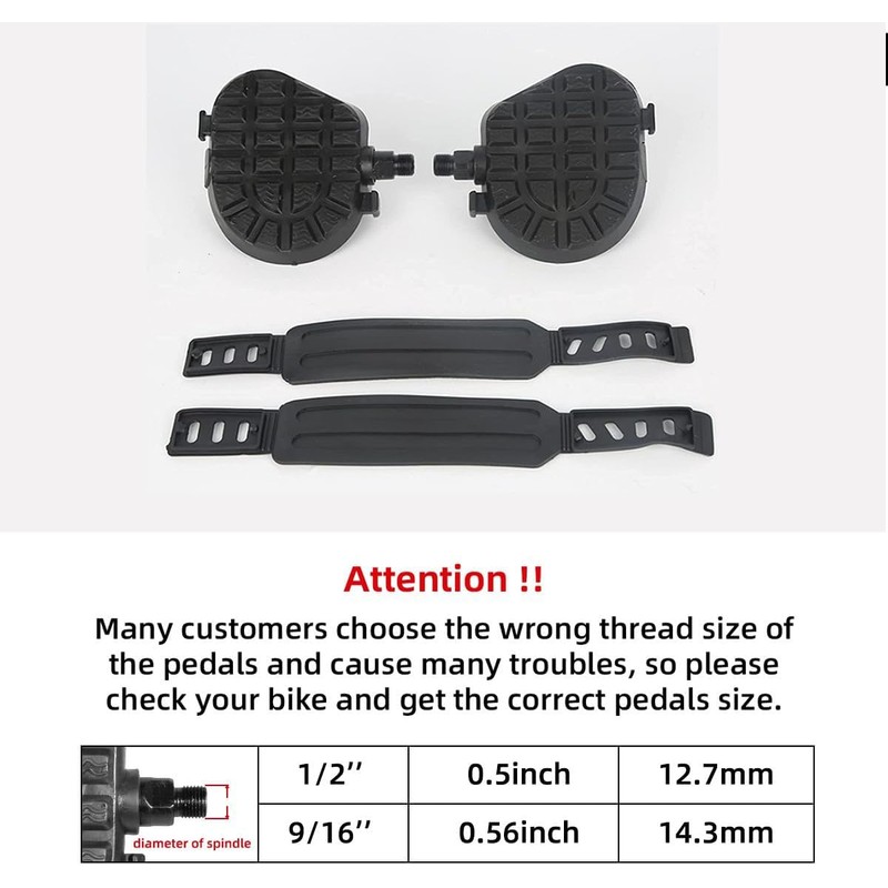 EIRONA 9/16" Exercise Bike Pedals – Indoor, Stationary & Spin