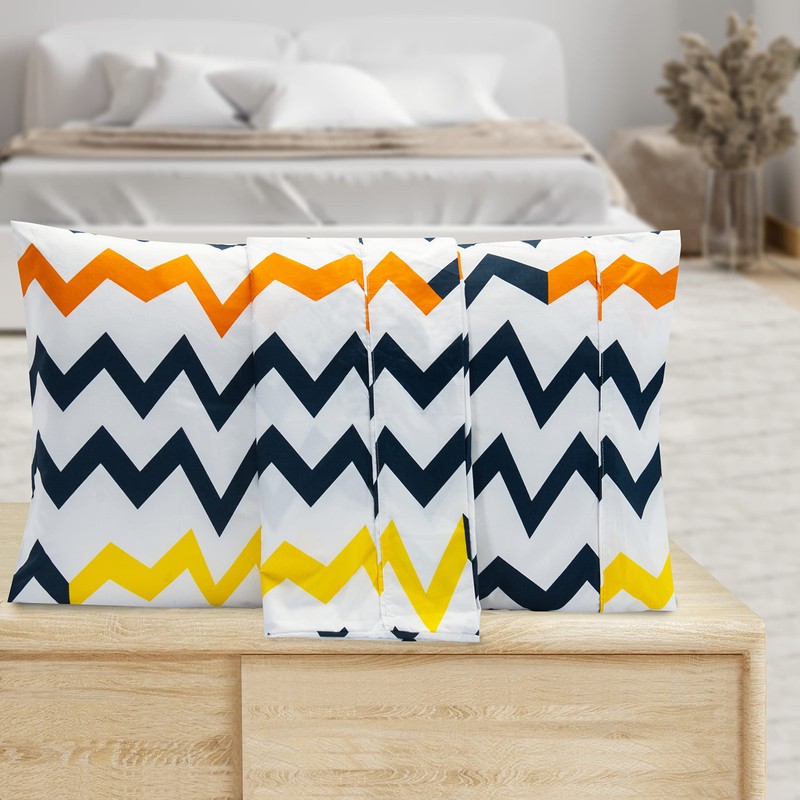 Valerian Chevron Printed Pillowcases 2-Piece Set Egyptian Quality 1500 Thread