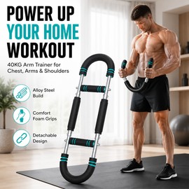 40KG Power Twister Bar for Home Workouts – U-Shape Arm, Chest & Grip Strength Trainer with Foam Handles