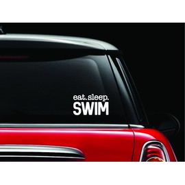 Eat Sleep Swim Decal Vinyl Sticker|Cars Trucks Vans Walls Laptop| White |5.5 x 3 in|CCI1006