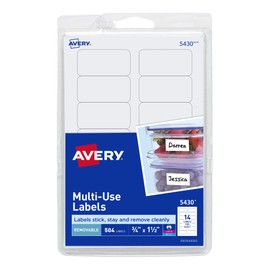 Avery Removable Print or Write Labels, 0.75 x 1.5 Inches, White, Pack of 504 (5430)