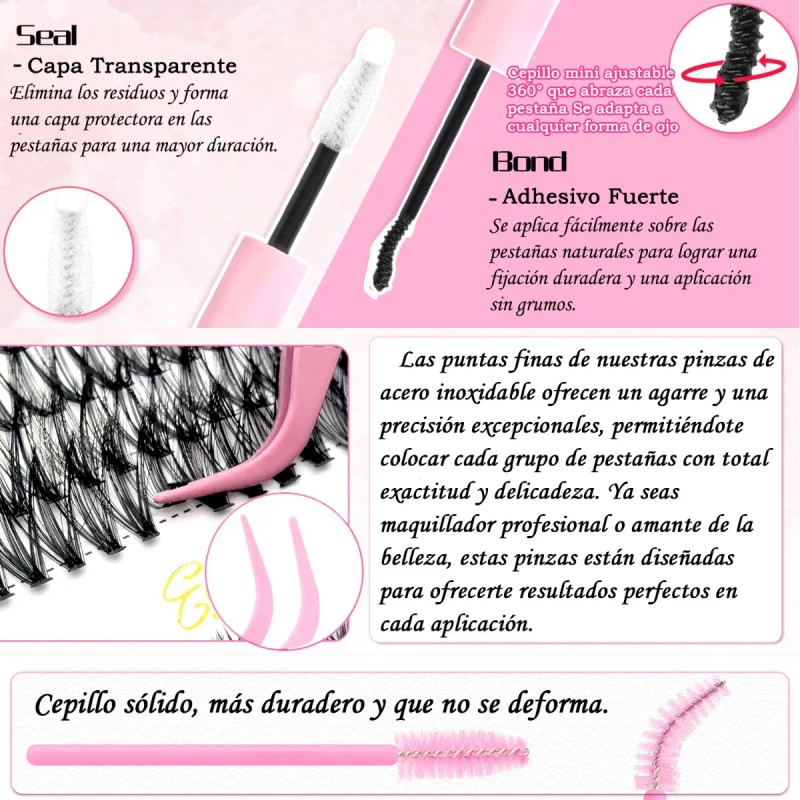 Kit De Extensiones 644 Pestañas Maquillaje Diy Lash Mixto