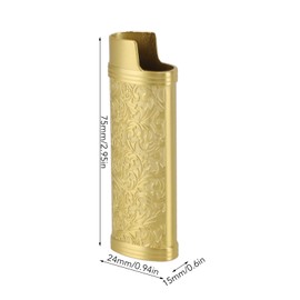 2pcs Metal Lighter Case Cover Holder, Zinc Alloy for Lighters Vintage Floral Stamped Holder Sleeve Gift Ideas (Gold)