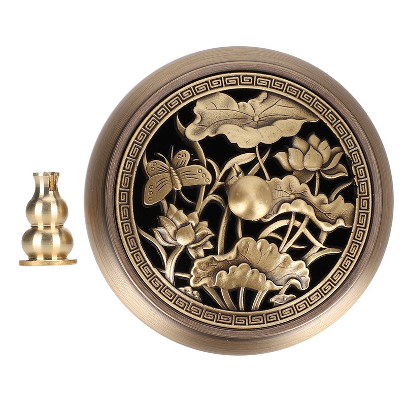 Brass Incense Burner Alloy Metal Stick with Lid Buddhist Supplies