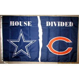 custom flags Dallas Cowboys vs Chicago Bears House Divided Flag 3x5 FT Football Flag