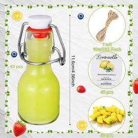 Skybooly 40 Pack Mini Swing Top Glass Bottle 2 Oz/ 60 ml with Tags and Twine Small Bottles for Liquids Mini Syrup Glass jar with Resin Pendant for Craft Wedding (2oz, Lemon)