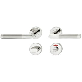 JUVA Door Fitting Interior Door Handle Set L-Shape Door Handle Stainless Steel with Round Rosette for Room Doors – LDH 2171 Bi-Colour | Toilet - Bathroom | 1 Set - Door Handle Set Including Mounting