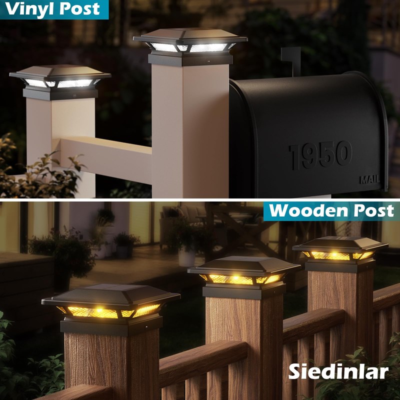 SIEDiNLAR Solar Post Cap Lights 16 LEDs 2 Modes 3.5x3.5