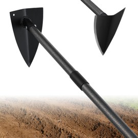 EUIJOIP Professional Triangle Hoe with Detachable Shaft - Extra Wide 9.5" Sharpened Blade for Farm/Garden, 15"-71" Adjustable Stainless Steel Pole