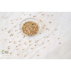 Organic Way Premium White Peppercorns Whole (Piper nigrum) - Grinder Refill | Organic & Kosher Certified | Raw, Vegan, Non GMO & Gluten Free | USDA Certified | Origin - Sri Lanka (1/4LBS / 4OZ)