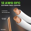 GearIT 12AWG Cable Trenzado Resistente para bocina, Blanco, 1,82m