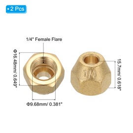 PATIKIL 1/4" Brass Flare Nut, 4Pcs 45 Degree SAE Union Tube Fitting Coupling Brass Pipe Fitting Sealing Cap Connector Adapter for Air Conditioner Copper Pipe Extension Gas Line, Matte