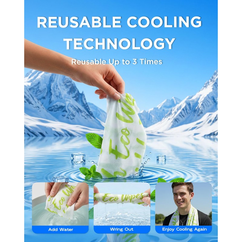 CoolRush Towel with Natural Mint Extract, Instant 3-Second Cooling Towel,