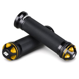 NIBBI Motorcycle Hand Grips, Racing CNC Aluminum & Soft Rubber Handlebar,7/8" Handle Grips for ATV GY6 Scooter (Gold)