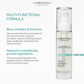 Christina Unstress Total Serenity Calming Serum for Face - 30ml - Instantly Relieves, Reduces and Rebalances Stressed Skin - Soothing Serum for Combination, Dry, Normal, Oily & Sensitive Skin Types