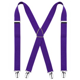 Alizeal Solid Skinny Suspenders X Shape for Men with 4 Clips, Dark Purple