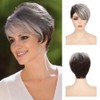Grey Short Wig with Bangs Women's Pixie Cut Layered Hair