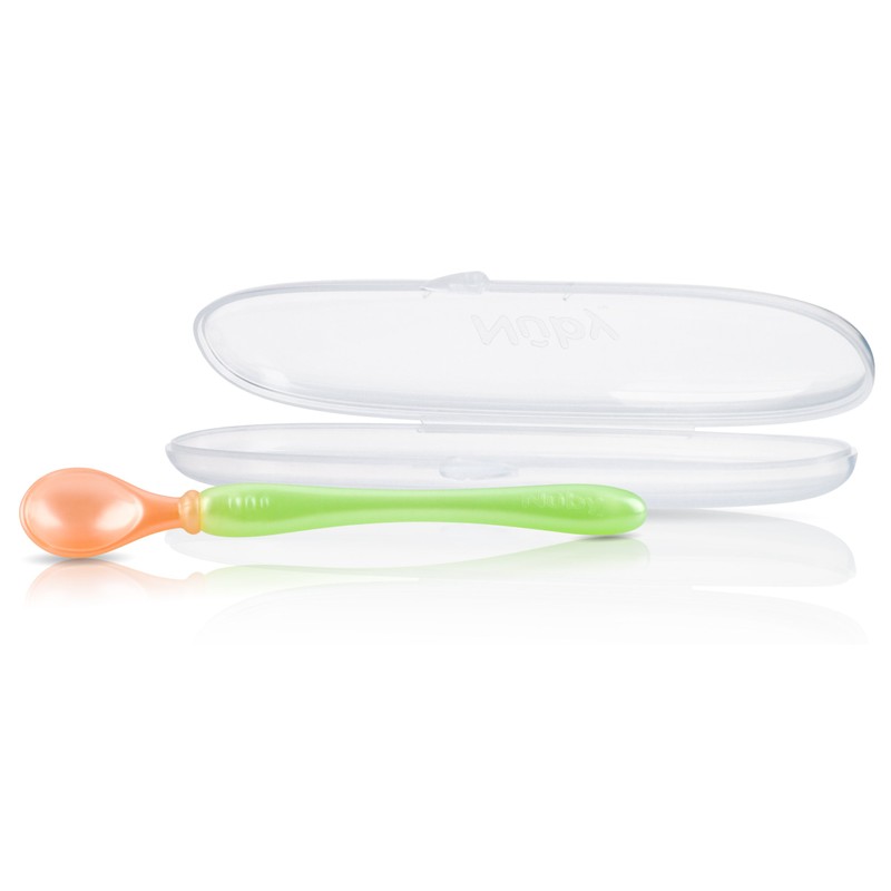 Nuby 3-Pack Easy Go Spoons and Travel Case, Colors May