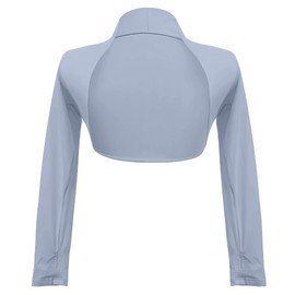 SEAUR Ballet Dance Shrug Bolero Girls Blue Long Sleeve Cute Comfy Warm Up Crop Tops Modal for Leotards Dress 7-8T