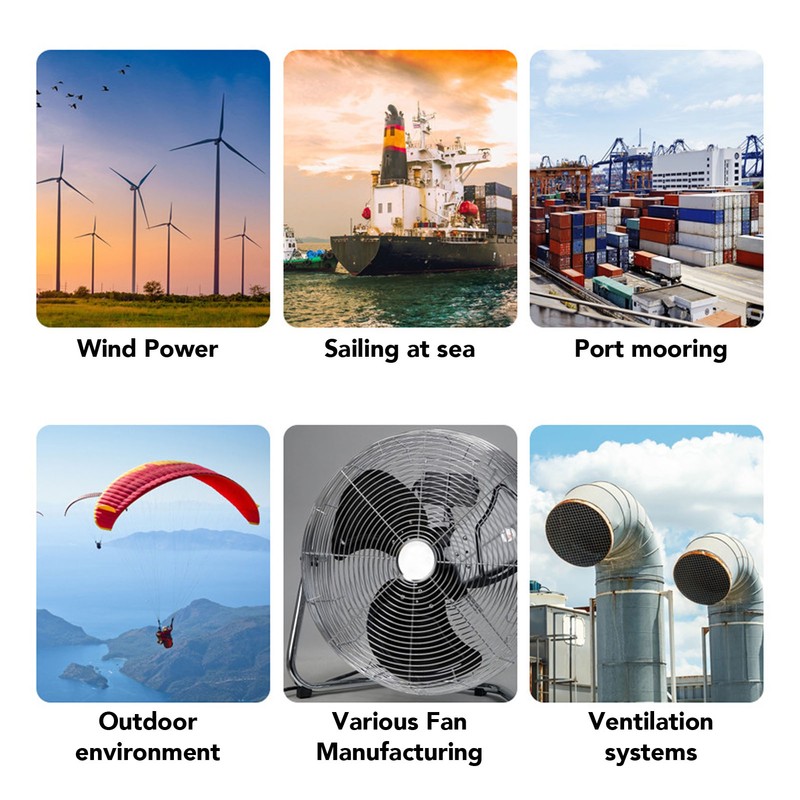 Handheld Anemometer 180° Fan Rotation LCD Digital Display Temperature Humidity