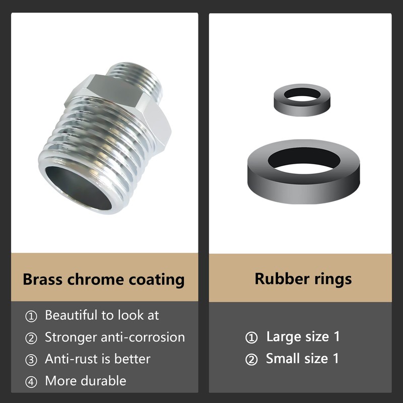 1/2 to 3/8 Reducer Faucet Adapter,Brass Water Pipe Connector 3/8