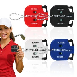 4 Pack Mini Golf Stroke Counter Clicker,Dual Dial Scorekeeper Tool for 2 Players with Keychain, 2-Digit Manual Reset, Portable Golf Score Tracker for Game Scorekeeper,Golf Tournaments(4 colors)