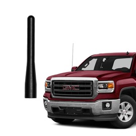 GM Truck Short Antenna, Compatible with 1999-2026 Chevy Silverado/GMC Sierra 1500 2500 3500 Truck Pickup Direct Replacement Antenna Rod, Matte Black 3.6 Inch 6061 Aluminum, Car Wash Safe Proof