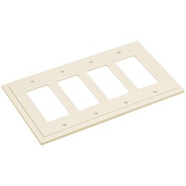 Henne Bery Modern Edge Decorative Wall Plate Switch Plate Outlet Cover, Durable Solid Zinc Alloy (Quad Decorator, Light Almond)