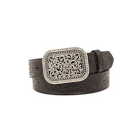 ARIAT Women's Rhinestones Embossed Leather Belt, Black, Large
