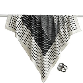 BA THRIVE Women's Scarf, 35.4 inches (90 cm) Square, Silk-like, 100% Large Size, Luxury Silk, Bag for Ornaments, Bandana, Gift Shawl Party Scarf Ring Set, 3 Sections