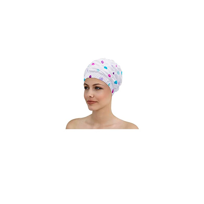 Fashy Shower Cap with Wide Headband with Colourful Dots