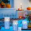 Roomsily Glass Flameless Battery Operated Flickering Candles:3PACK Real Wax Pillar