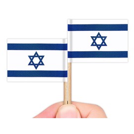 ZXvZYT Israel Flag Israeli Toothpick Flags,Small Mini Israel Cupcake Toppers Stick flags - Country Party Cocktail Fruit Decoration(100 Pcs)