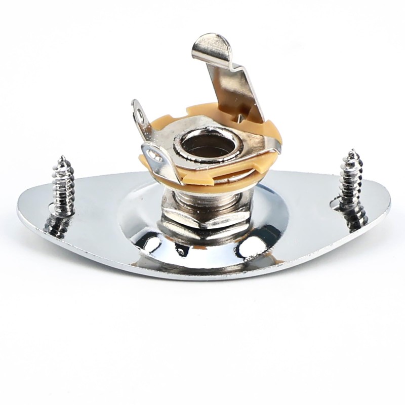 OVSAL 1/4" Guitar Output Jack Socket, Steel Input Jack（Chrome）