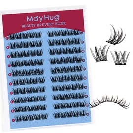 Mayhug Natural Lash Clusters Left&Right 120pcs Eyelash Clusters D Curl Wispy Cluster Lashes DIY Individual Lashes Extension Thin Band Cluster Eyelashes Extensions (MirageShine)