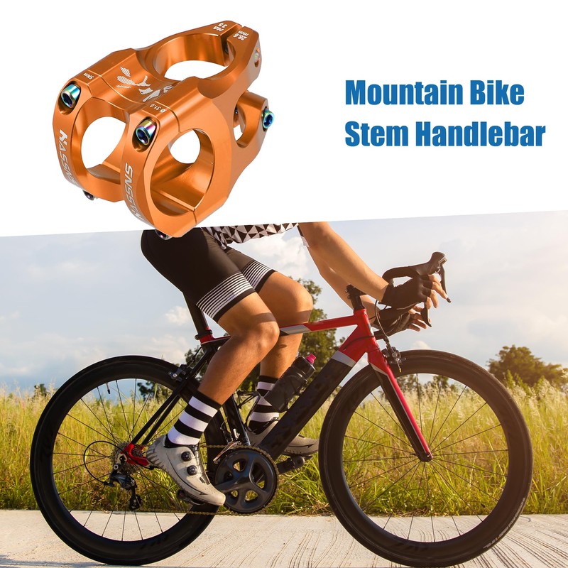 A ABSOPRO Mountain Bike Stem Handlebar 35mm Aluminium Alloy Orange