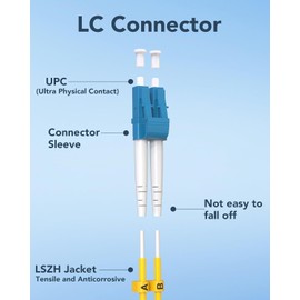 VANDESAIL OS2 LC to LC Single Mode Fiber Patch Cable 4M, LC-LC SMF Fiber Optical Patch Cable Duplex Fiber Jumper 1G/10GB LSZH 9/125µm for Optical Communication Equipment -4M(13FT) 5Pack