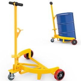 SYNTHACY 55 Gallon Drum Dolly, 1200lbs Capacity Drum Cart with Bung Wrench Handle, 55 Gal Drum Dolly with Swivel Wheels with Brake, 4 Universal Bottle Openers, Low Profile, Yellow