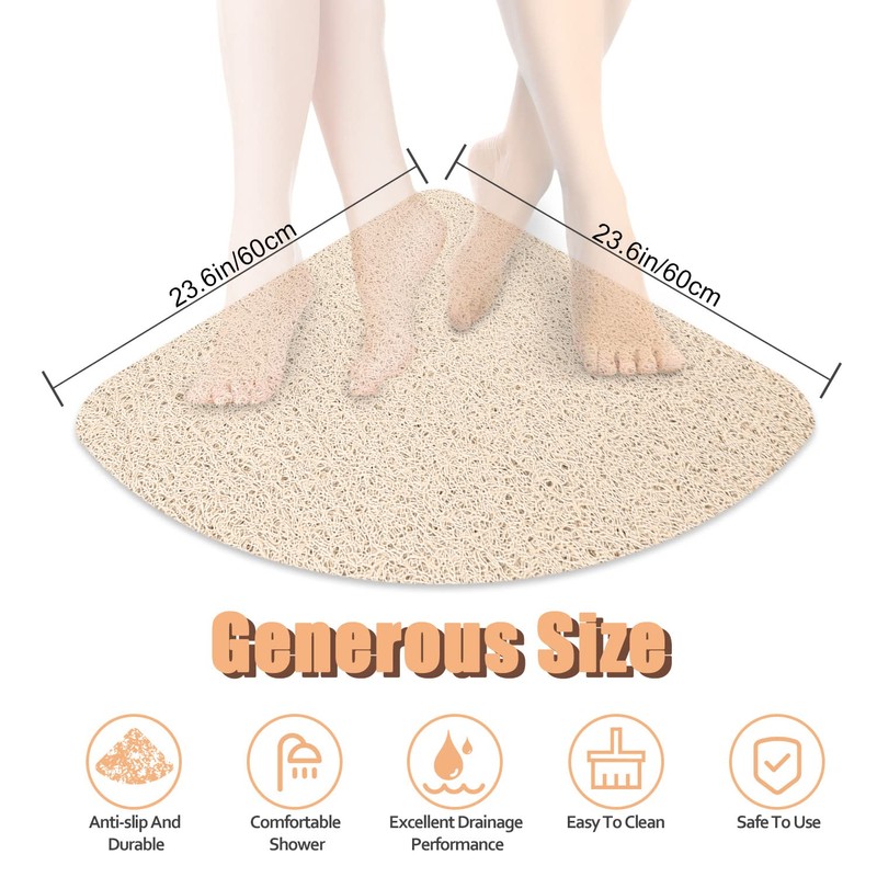 Lurowo Corner Shower Mat Non Slip, Quadrant Loofah Shower Mat