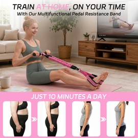Adjustable Pedal Resistance Bands with Handles, 3 Tube 30-90lbs Resistance Band Set for Full Body Home Workout, Strength Training, Pilates, Stretching & Fitness Equipment