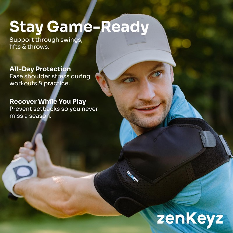 ZENKEYZ Rotator Cuff Shoulder Brace - Gray, S/M, Left &