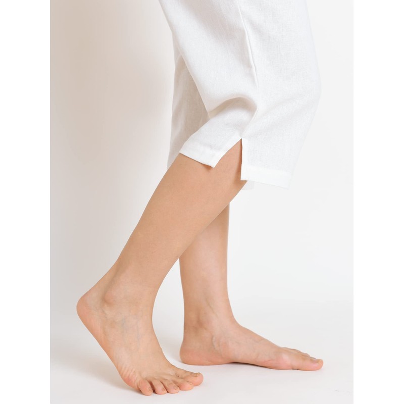 Weintee Women's Petite Linen Capris Capri Pants with Pockets XL