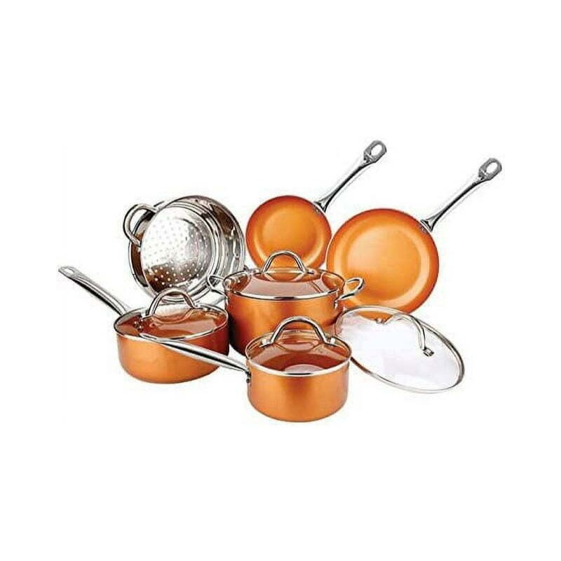 Copper Brand New 10 Piece Copper Non-Stick Kitchen Cookware Pan
