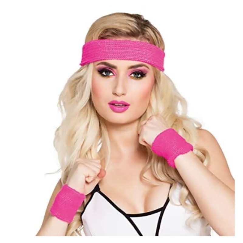 NEON Headband and Wristbands Sweatbands Set (Purple)