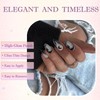 Moon Pattern Almond Press On Nails 24PCS French Tip Black