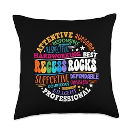 Recess Rocks Squad Teachers Students Monitor Back to School Throw Pillow