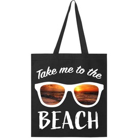 inktastic Take Me To the Beach Sunglasses with Sunset in Lenses Tote Bag Black 3c186